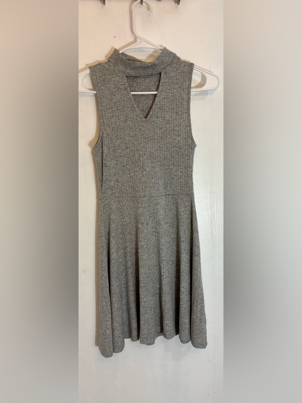 Aeropostale Gray Knit Mock Neck Fit-and-Flare Sleeveless Dress Woman XS NWOT